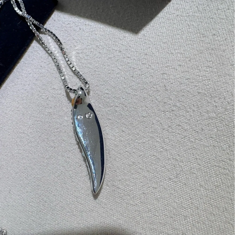 Swarovski Silver-Tone Crystal Curved Bar Necklace - Picture 5 of 8